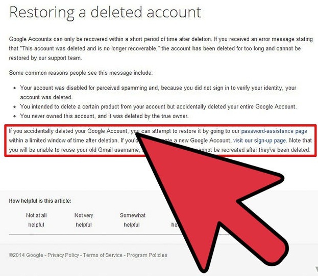 Restore Gmail Acccount