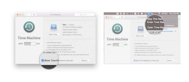 Show Time Machine in menu bar