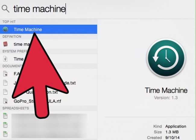 Launch the Time Machine application