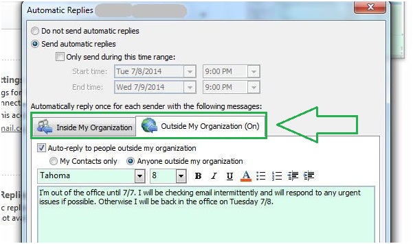 Steps to Set up Out of office reply in Outlook 2014