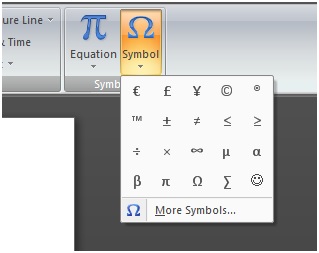 click any symbol to insert accent marks in microsoft words