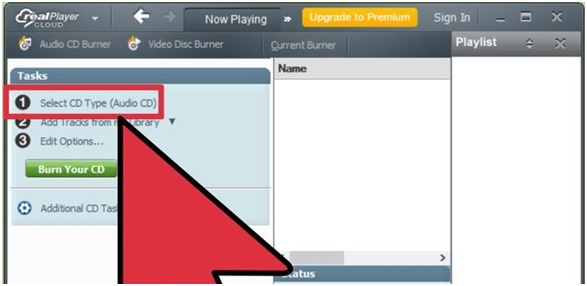 select cd type to burn cd/dvd on computer