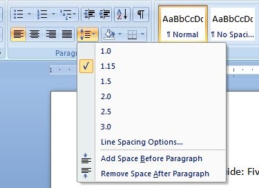 double space in microsoft word
