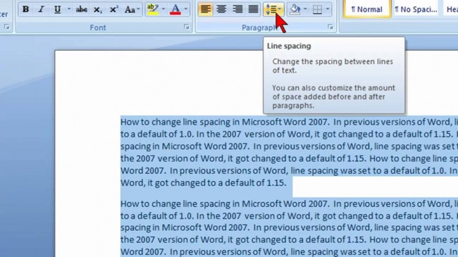how to change line spacing in microsoft word