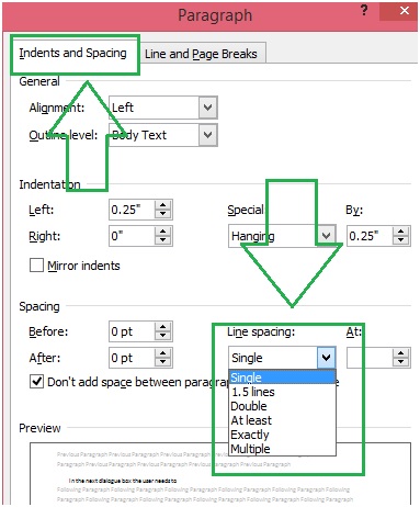 double space in microsoft word