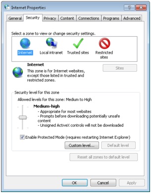 Change Internet Security to Resolve the Not a valid Win32 application problem