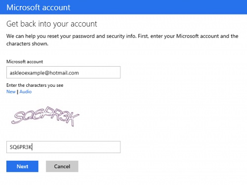 recover hotmail password