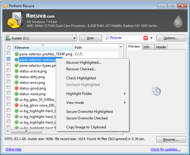 recuv sd card recovery software