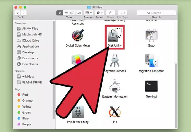 Launch Disk Utility to format USB on Mac