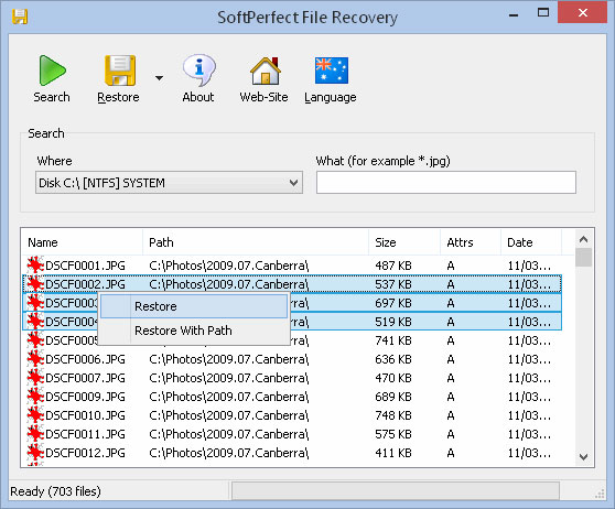 SD Card Recovery Software - Soft perfect file recovery