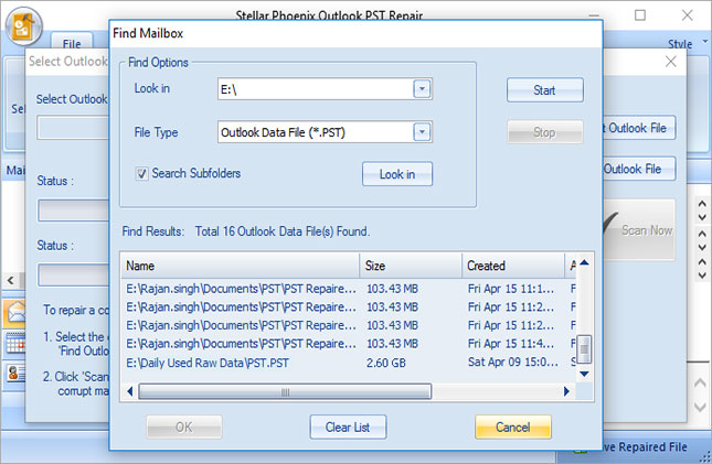 repair outlook pst files step 2