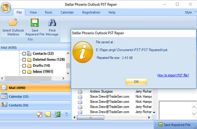 recover deleted email from encrypted PST files step 2