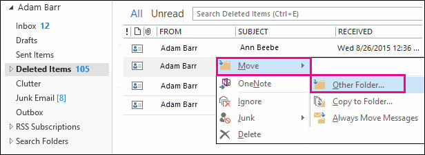 recover deleted calendar in Outlook step 2