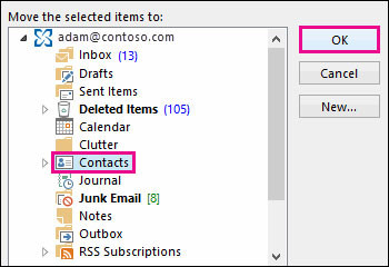 recover deleted contacts in outlook step 4