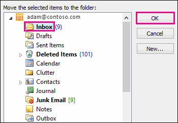 Recover email in Deleted Items folder step 3