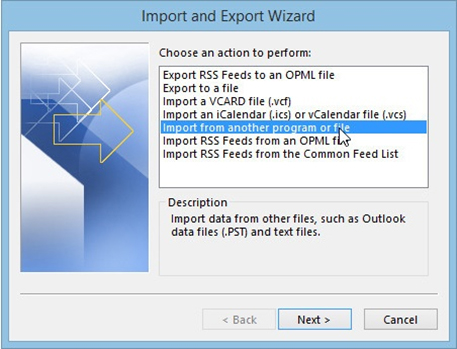 import repaired PST files step 2