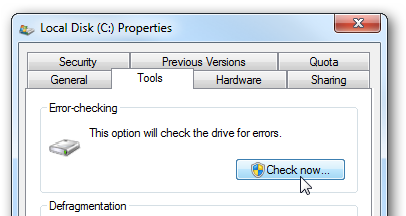 check hard drive with chkdsk tool