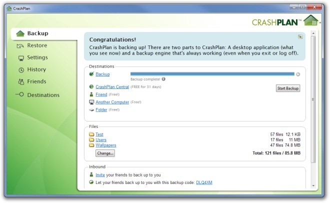 CrashPlan backup