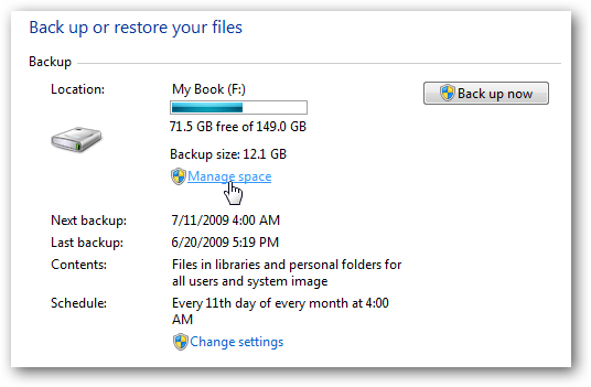 manage backup size