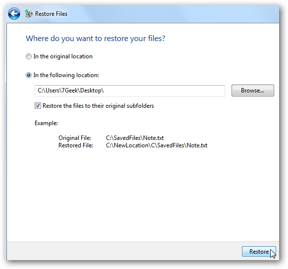 restore windows files from backup