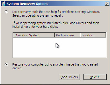 system recovery option