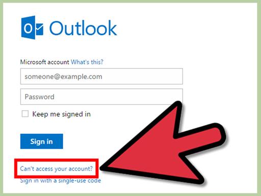 reste outlook password