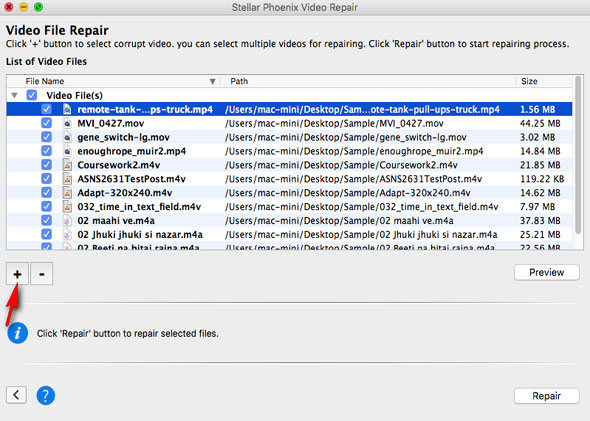 repair damaged video on mac step 2