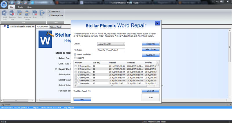 repair word file error step 2