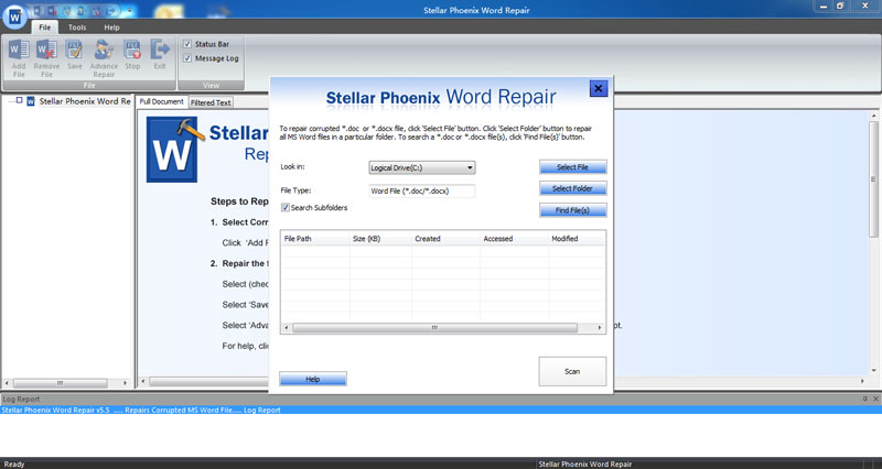 repair word file error step 1