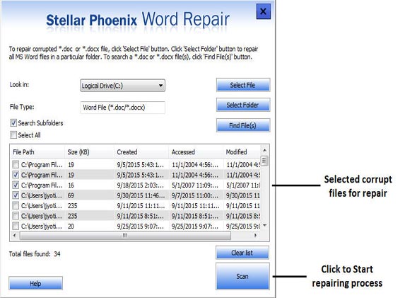 repair and recover corrupt Docx file step 1