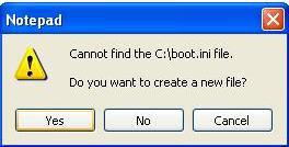 boot.ini file missing