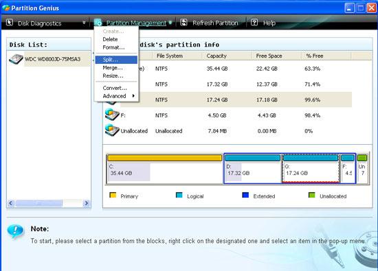 partition hard disk step 1