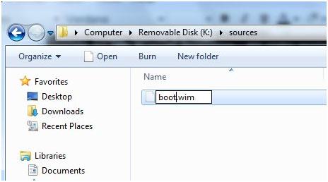 Rename files to restore Windows 7 with a usb recovery Drive