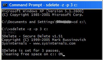 Using SDelete to permanently erase files