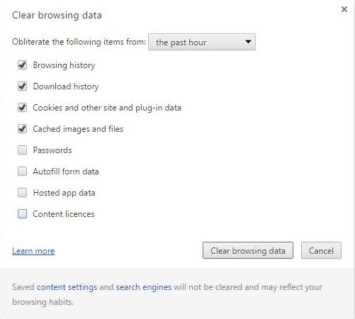 Clear history from Google Chrome