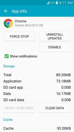 Disable Google Chrome from Android