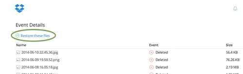 recover deleted files dropbox step 2