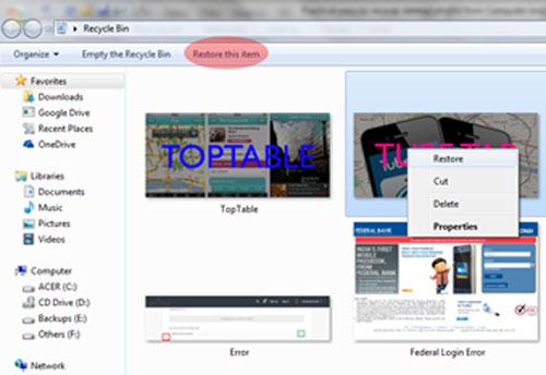 recover deleted photos Recycle Bin step 3