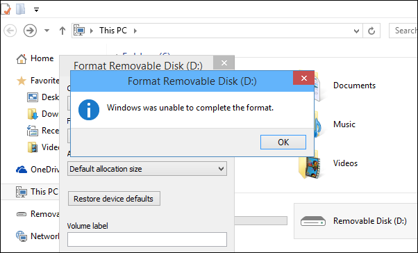 usb flash drive format error