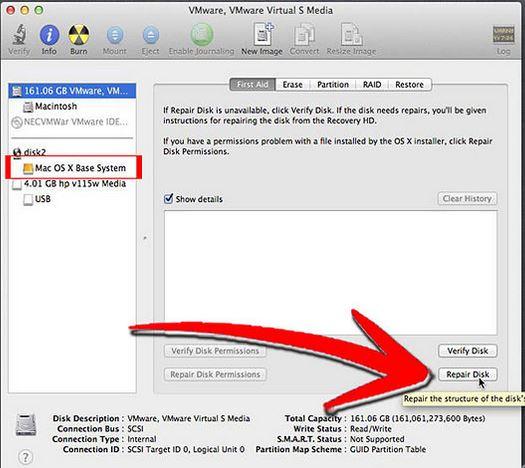 repair hard disk with disk utility step 3