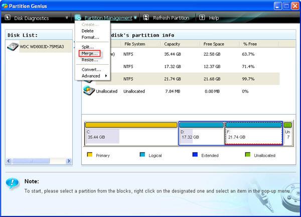 merge partitions