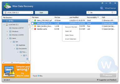 Free memory card recovery software: Wise data recovery