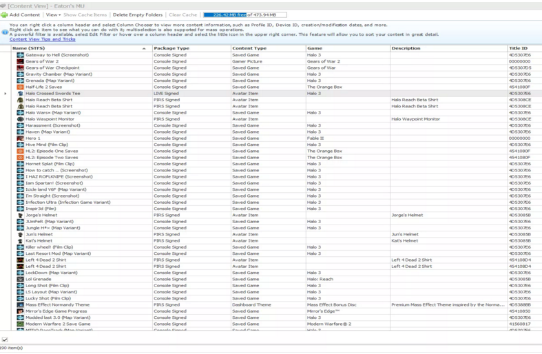 xbox 360 hard drive: Content Partition