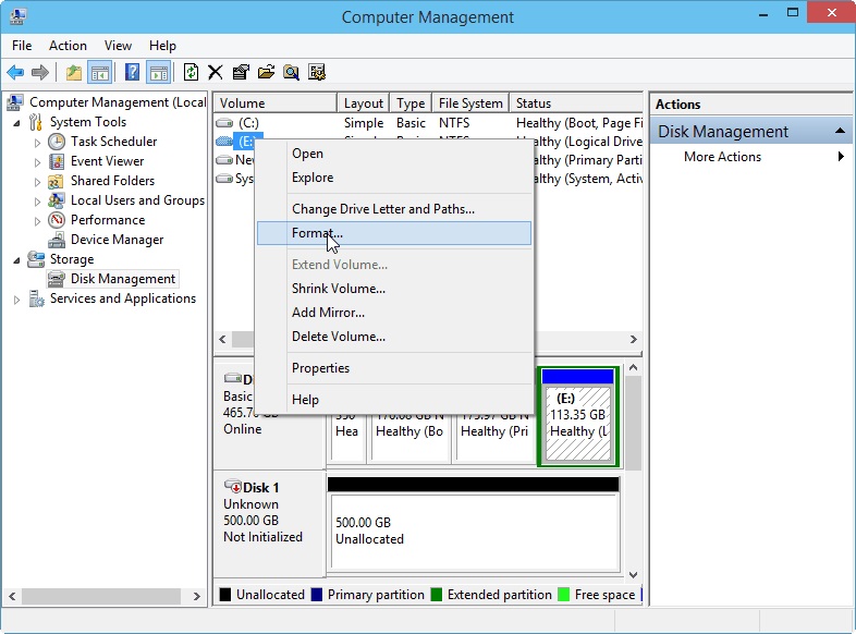 format partition on Windows 10 step 2