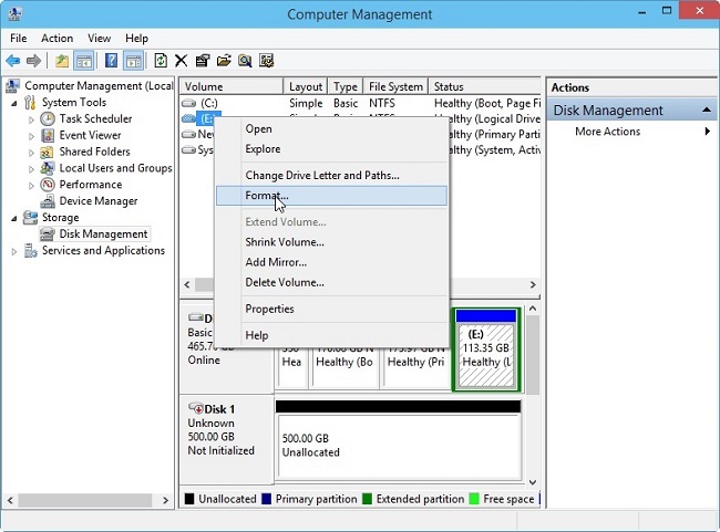 format partition on Windows step 2