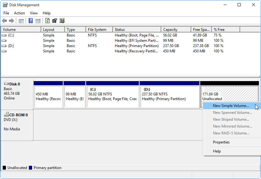 partition hard drive step 4
