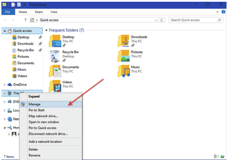 partition hard drive with computer management tool step 1