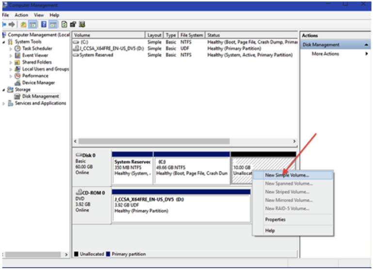 partition hard drive with computer management tool step 5