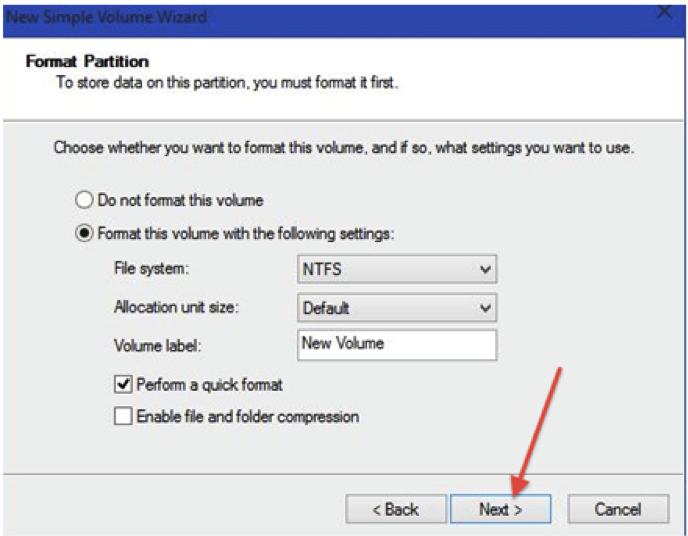 partition hard drive with computer management tool step 8