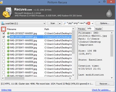 recover lost data from hard drive with Recuva